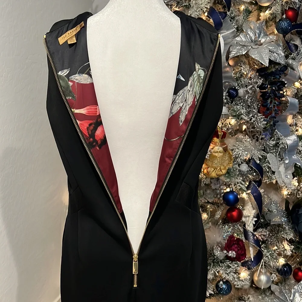 TED BAKER, SATIN V-NECK DRESS - Picture 9 of 11